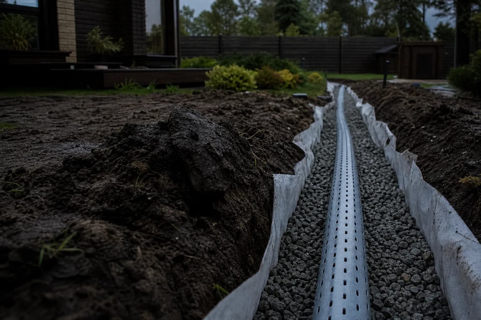 Verlegte Drainage im Gartenbereich in Kerken